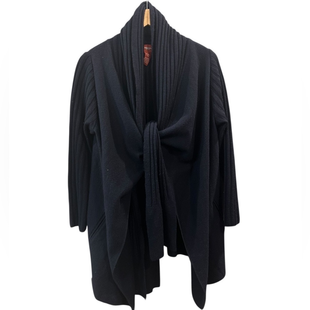 Olsen Open Front Waterfall Shawl Collar - Wrap Scarf Wool Cardigan